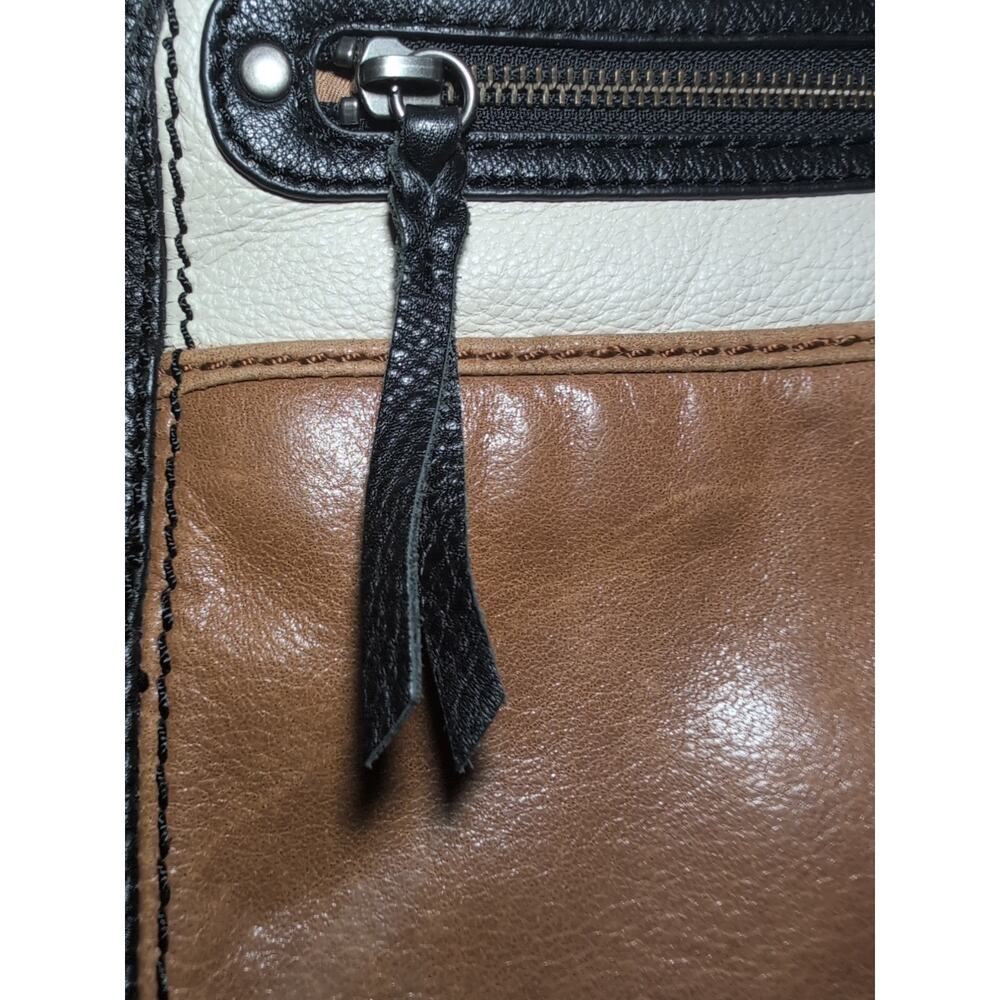The SAK Crossbody Bag Leather Boho Lined Tricolor Black Tan Cream Messenger - Picture 5 of 16